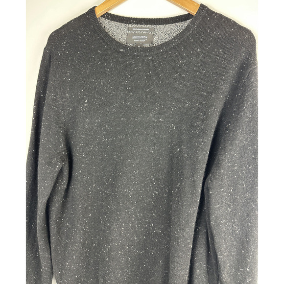 Nordstrom Men's Shop 100% Cashmere LS Crew Neck Sweater Black Speckled Medium - Picture 5 of 12